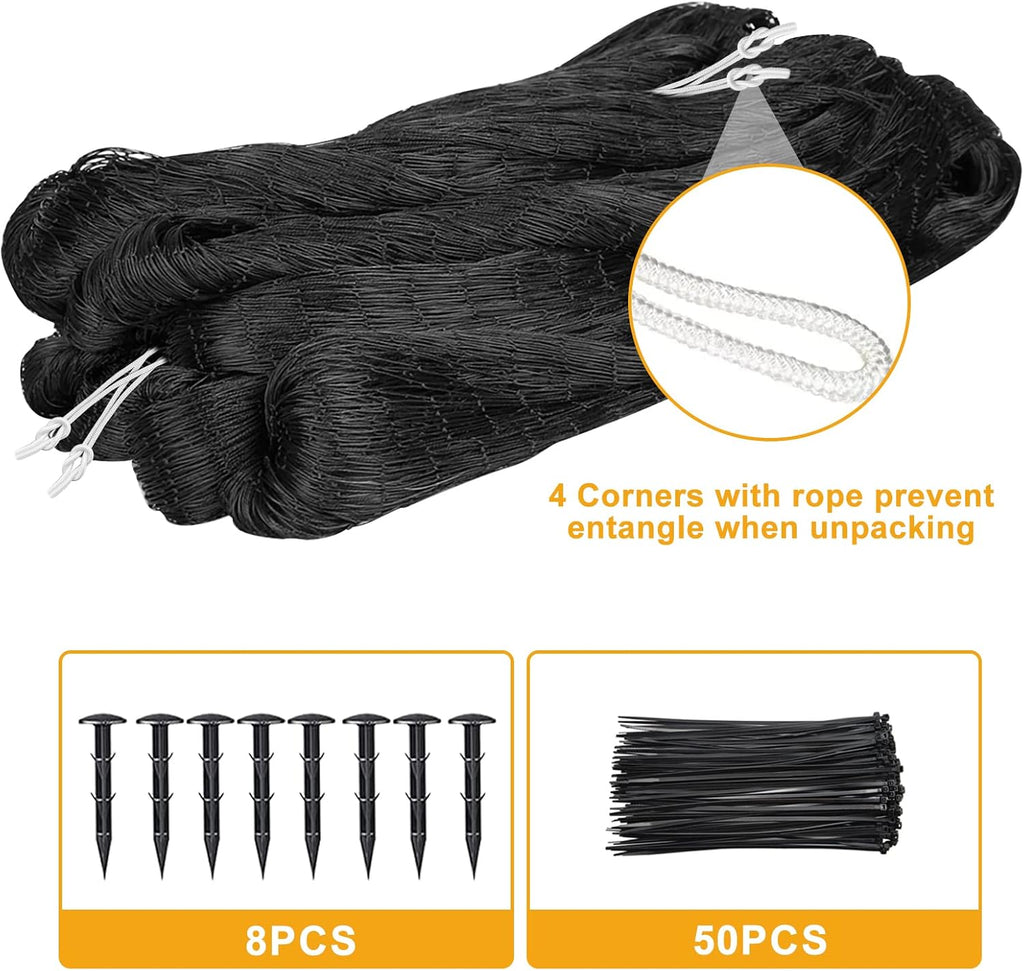 Bird Net 25'x50' with 1" Mesh Nylon Bird Netting for Garden, Poultry Netting Heavy Duty Aviary Netting Chicken Coop