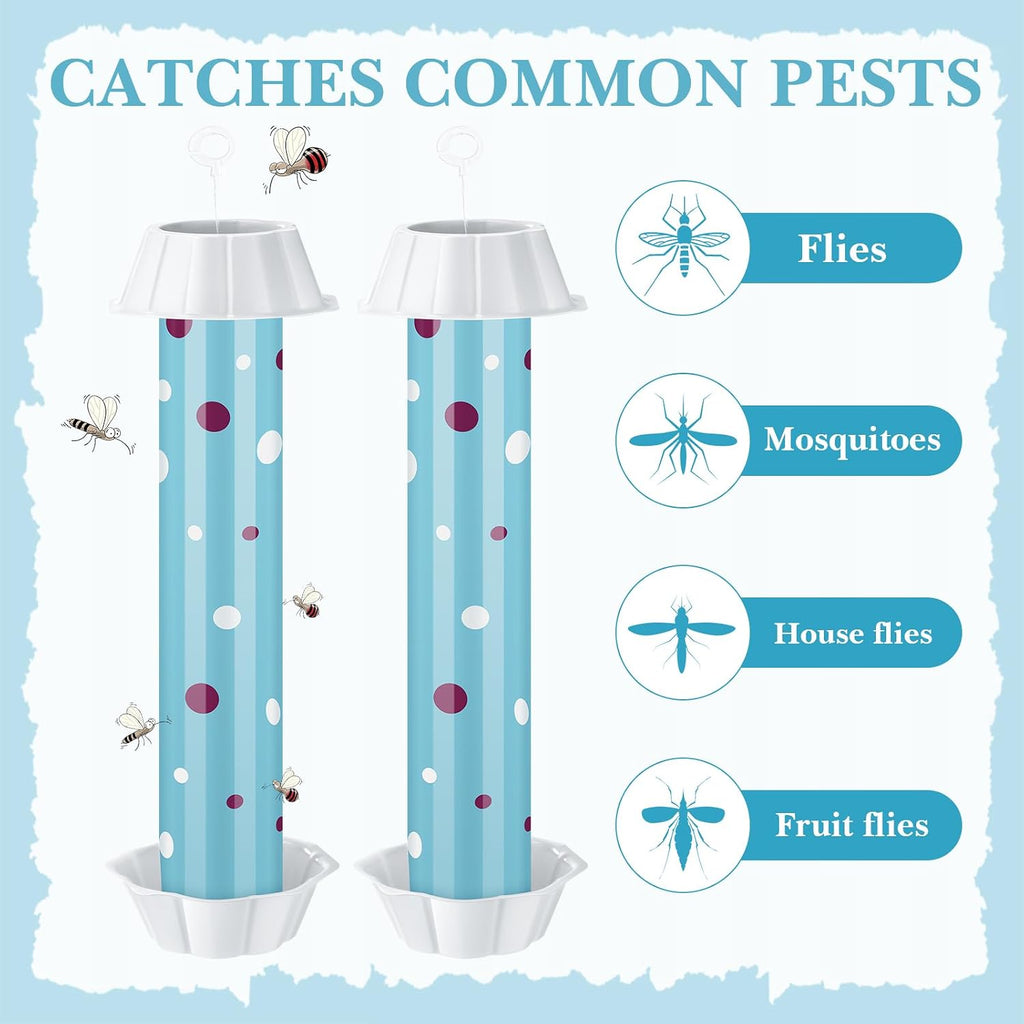 12 Pcs Sticky Fly Trap Fly Stick Indoor Outdoor Long Lasting Adhesive Fly Catcher with Hanging Hook for Wasps Gnats