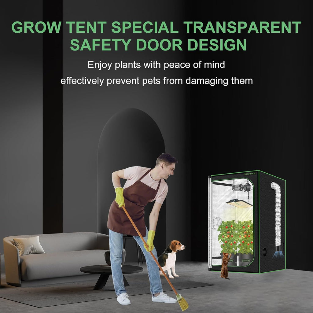 2x2 Grow Tent, 24"x24"x32" Double Transparent Viewing Door Indoor Grow Tent, Growing Tent with High Reflective Mylar &