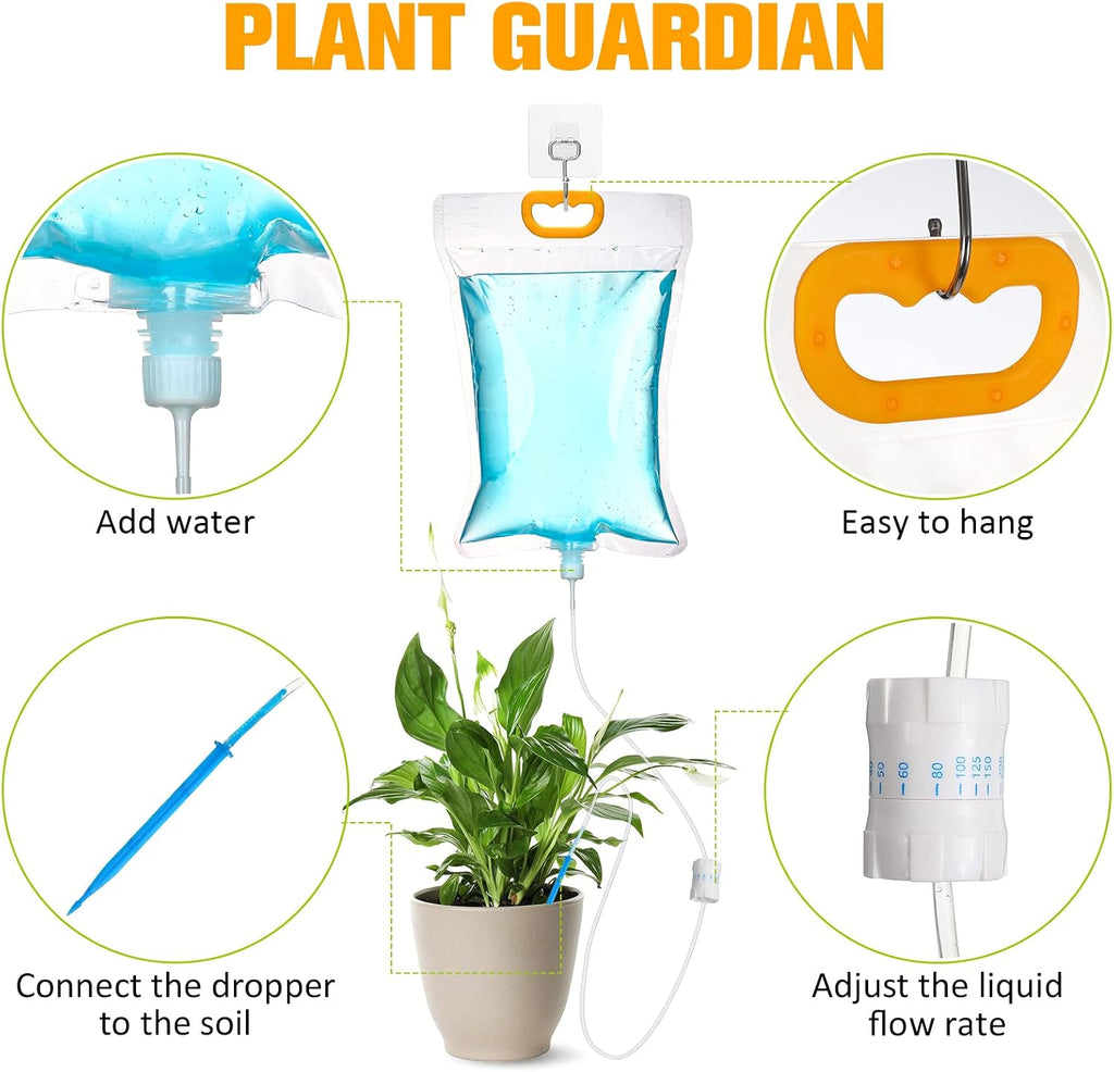 Rtteri 12 Pcs 3.5L Iv Self Watering Bags Bulk for Plants, Automatic Iv Drip Irrigation System with Adjustable Flow