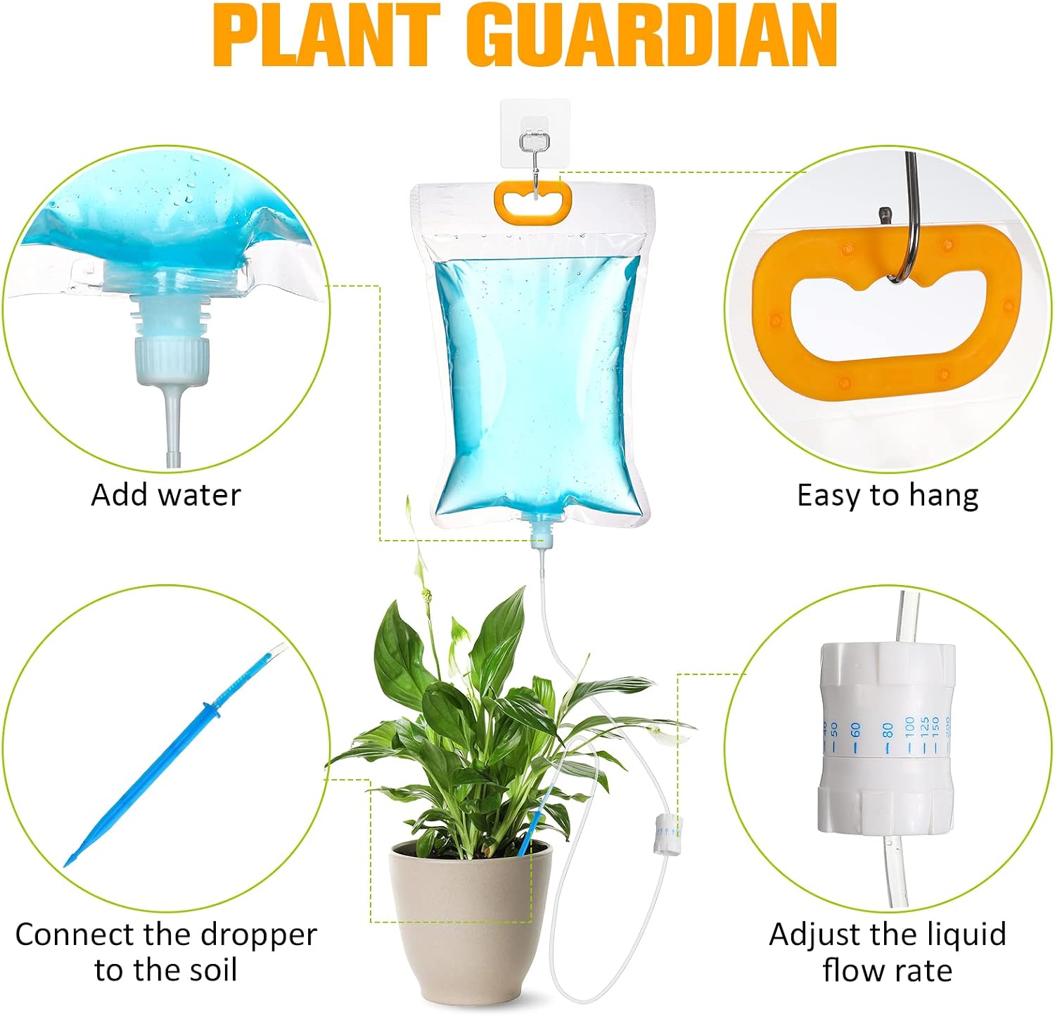 Rtteri 12 Pcs 3.5L Iv Self Watering Bags Bulk for Plants, Automatic Iv Drip Irrigation System with Adjustable Flow