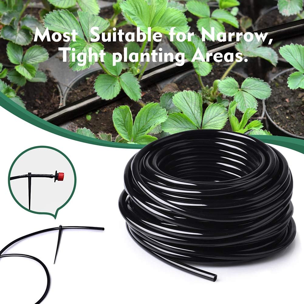 400FT 1/4” Drip Irrigation Tubing, 0.17” ID x 0.25” OD, Black | Durable UV-Resistant Hose, Compatible with 1/4" Barbed
