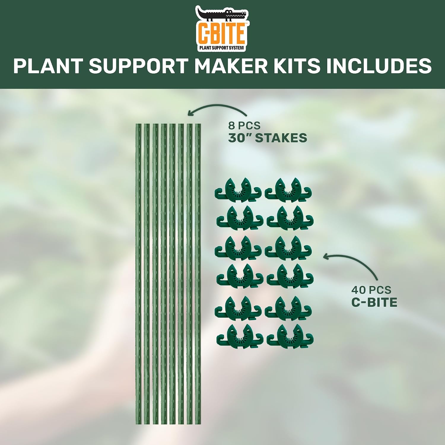 Plant Support Maker Kit – Custom DIY Trellis & Tomato Cage System, Modular Garden Stake Connectors for 7/16" Stakes