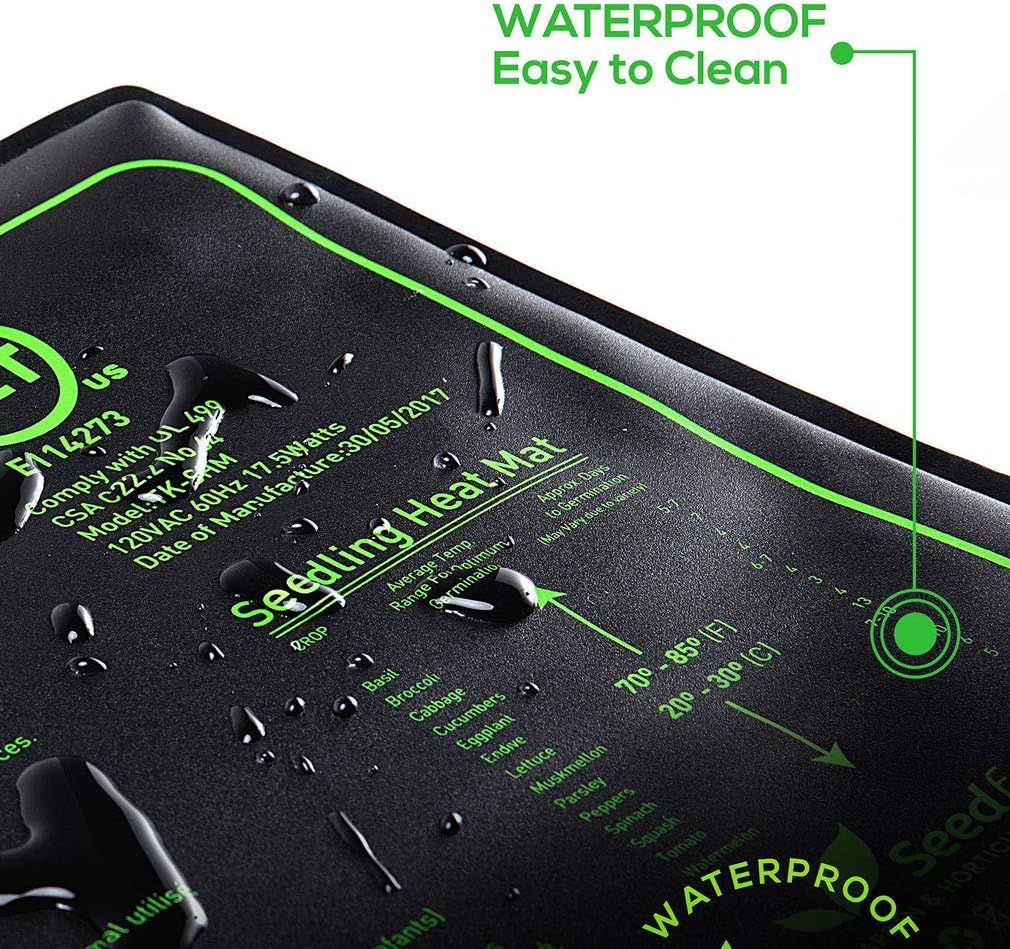 MET Certified Seedling Heat Mat with 50℉~108℉ Digital Thermostat Controller for Seed Germination (20" x 20")