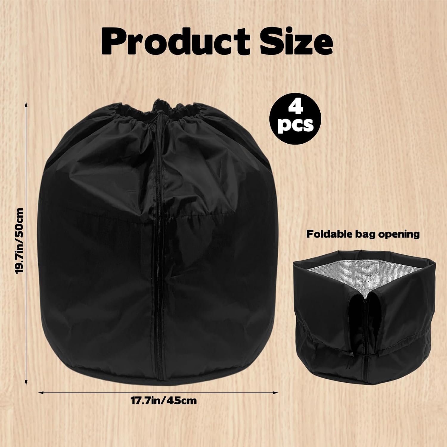 4 Pack Plant Winter Protection Pot with Drawstring and Zipper,17.7" x19.7"Plant Pot Covers,Flower Pot Protection