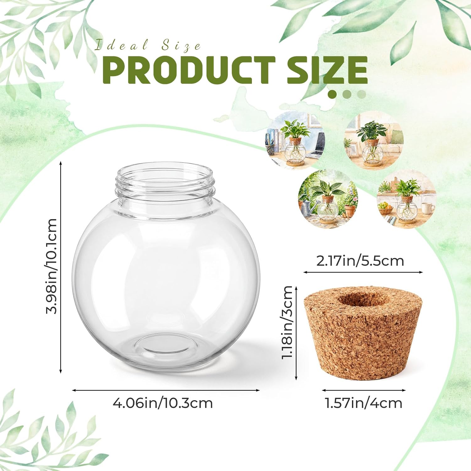 Ripeng 6 Pack Propagation Vases for Plants Plastic Large Plant Propagation Station with Hole Lid and Cork Coasters