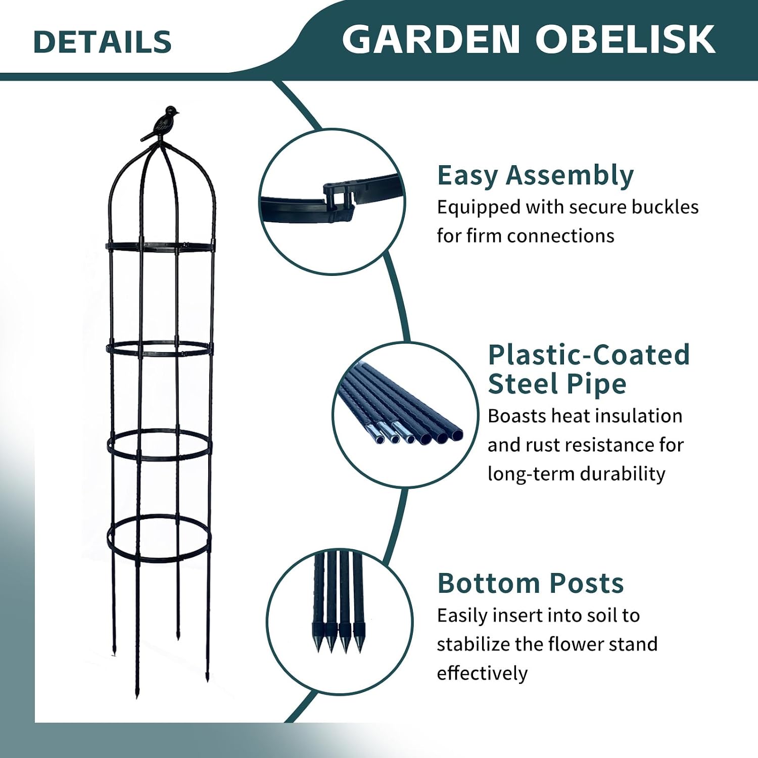 2 Pack Garden Obelisk Trellis for Climbing Plants Outdoor, Plant Trellis Garden Tower Trellis for Potted Plant