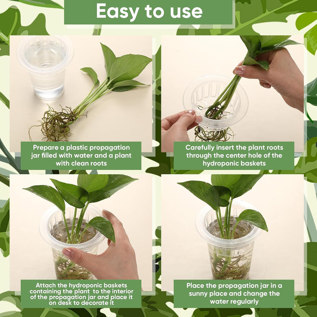 36 Pcs Plastic Plant Propagation Vase for Indoor Decor, 4.57'' | Clear Plastic Vase with Hydroponic Basket, Pet