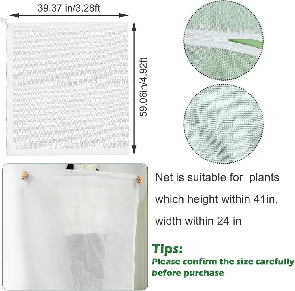 3Pcs Plant Covers from Insects, Bird Netting Barrier for Blueberry Bushes with Drawstring Zipper Mesh Garden Netting