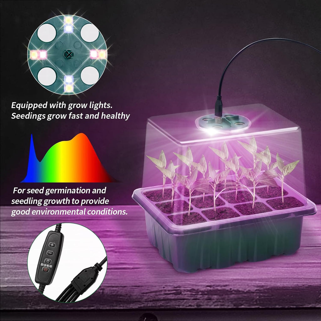 Seed Starter Tray, Seed Propagation Station with Grow Light,5 Pack | Seedling Starting Kit with Time Controller,Mini