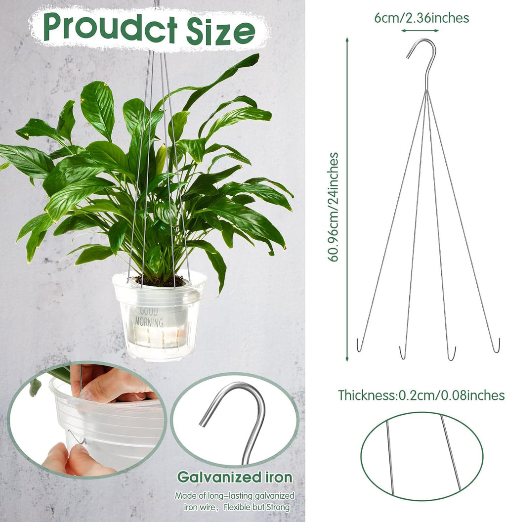 10 Pack 24 Inches Strong Wire Plant Hangers for Hanging Baskets 4 Orchid Hanging Basket Wire Metal Hook Hanger for