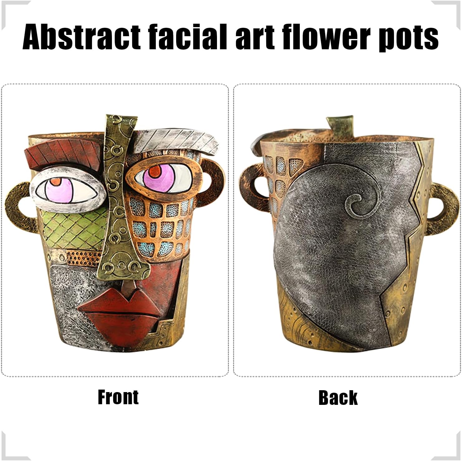 Abstract Face Flower Pots Head,Creative Inspiration Succulent pots,Head Planter with Drainage Hole,Colorful Plant Pots