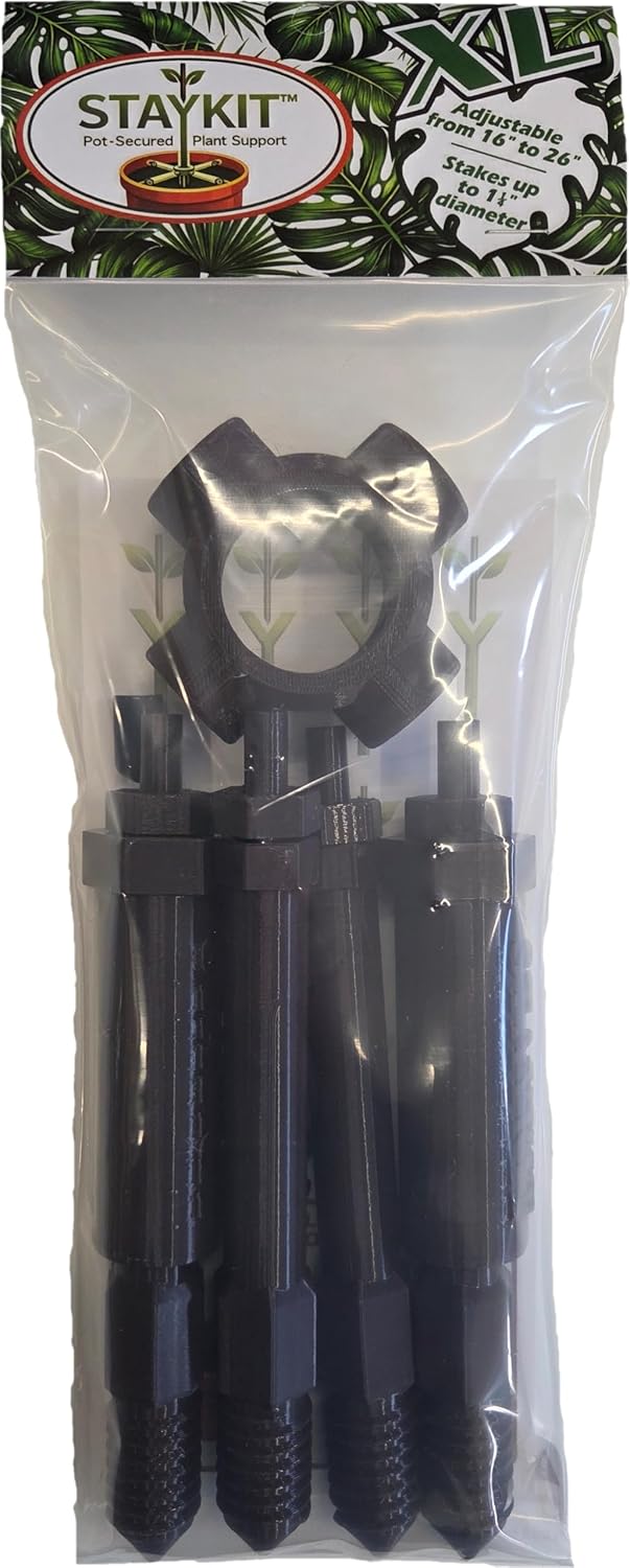 Adjustable Plant Stake Support Holder Brace for Potted Plants (XL). Adjusts from 16" to 26". Fits Stakes up to 1.25" in