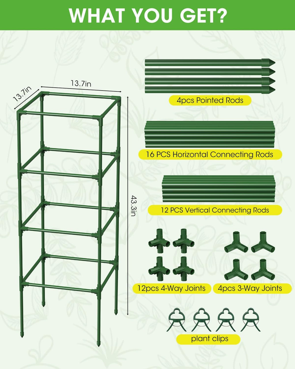 3 Pack Tomato Cages,Square Tomato Plant Stakes Support Cages Trellis for Garden Climbing Vegetables Flowers