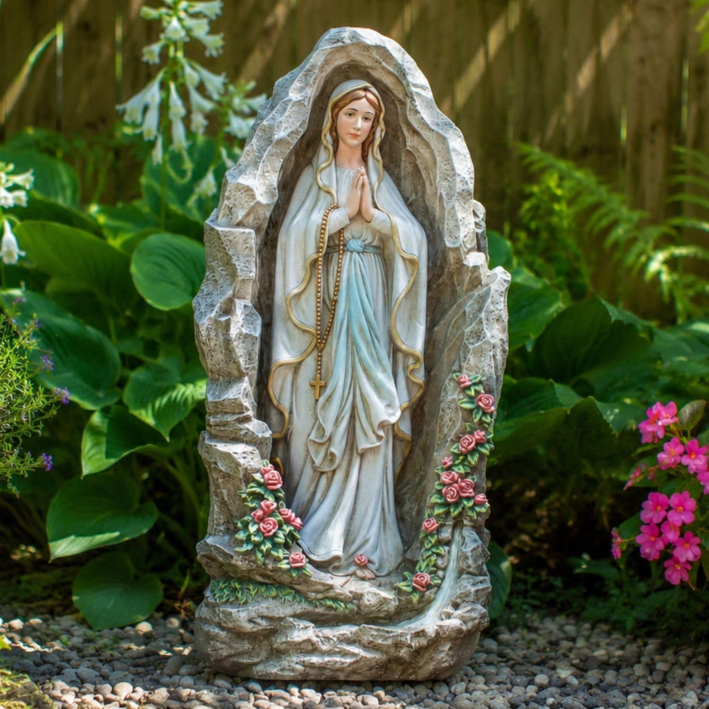 Our Lady of Lourdes Statue - 24 Inches Virgin Mary Statue Outdoor Catholic Garden Decor, Our Lady of Lourdes Grotto