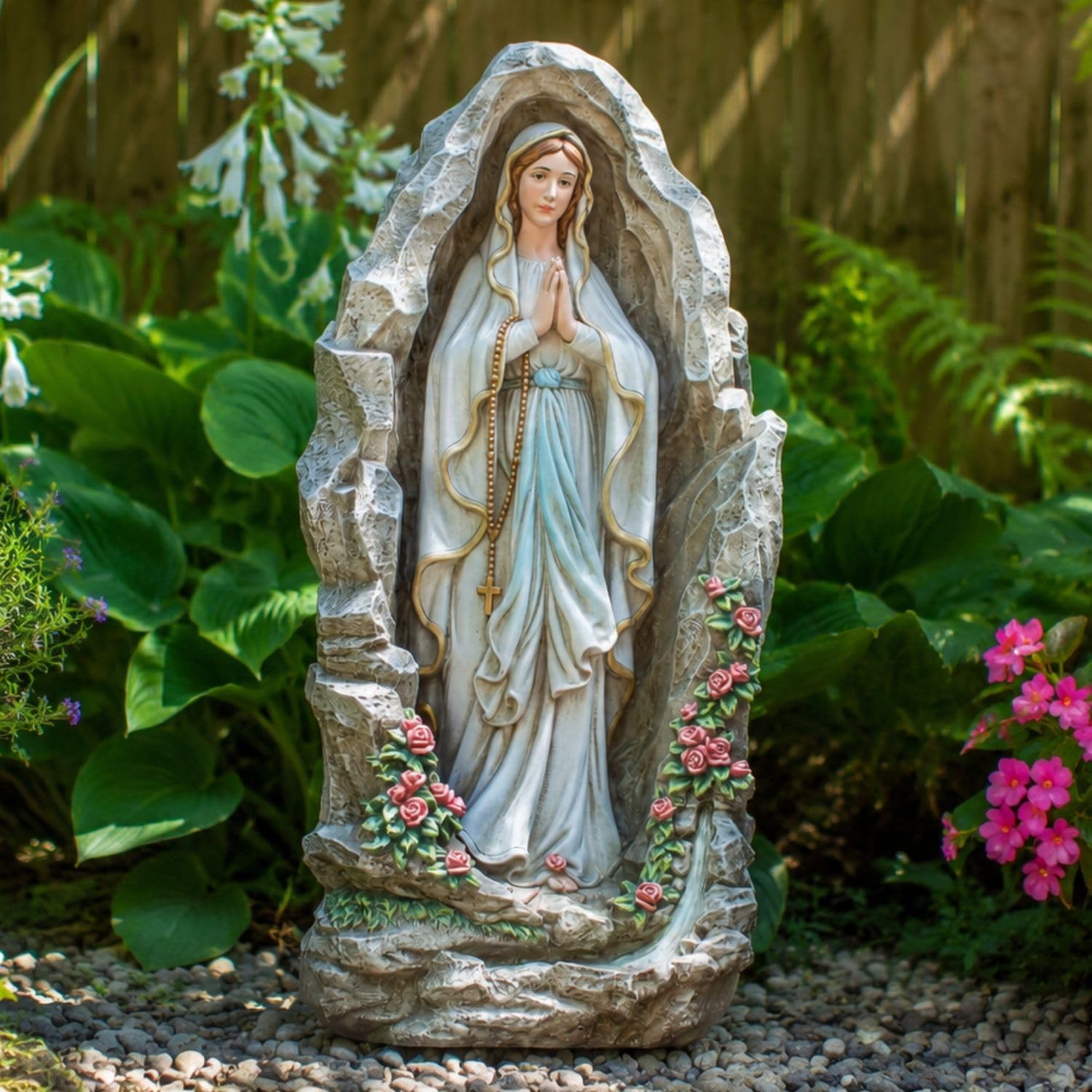 Our Lady of Lourdes Statue - 24 Inches Virgin Mary Statue Outdoor Catholic Garden Decor, Our Lady of Lourdes Grotto