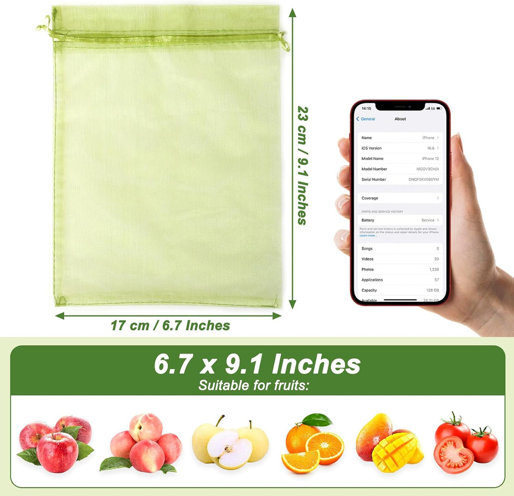 500 Pcs Fruit Protection Bags 6.7X 9.1 Inches | Drawstring Mesh Fruit Protection Bags, Fruit Netting Bags for
