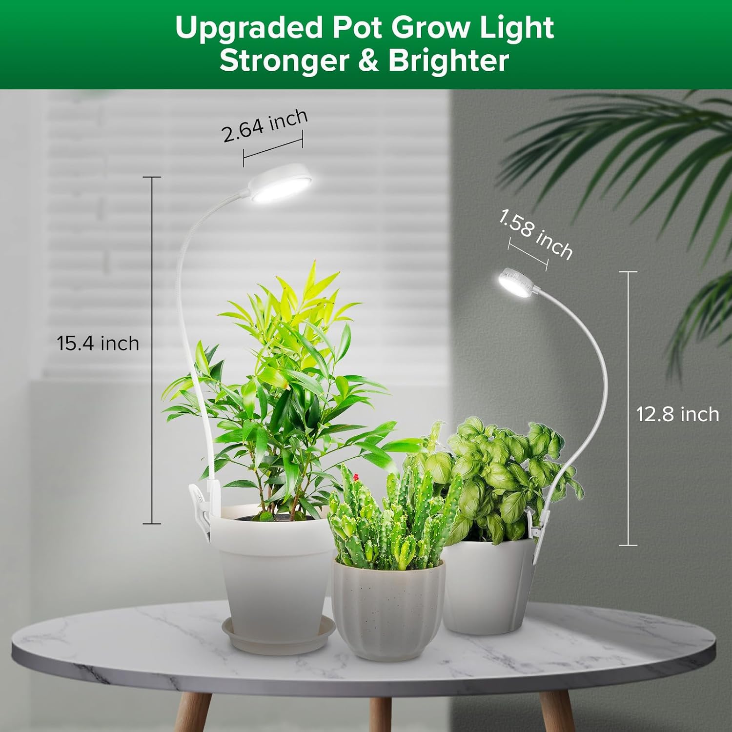 SANSI Grow Lights for Indoor Plants, Pot Clip-On Plant Lights, 10W 2-Pack | Plant Lights for Indoor Growing, Full
