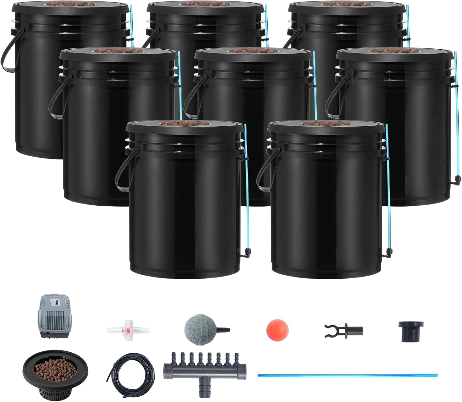 VEVOR DWC Hydroponic System, 5 Gallon 8 Buckets, Deep Water Culture Growing Bucket, Hydroponics Grow Kit with Pump, Air
