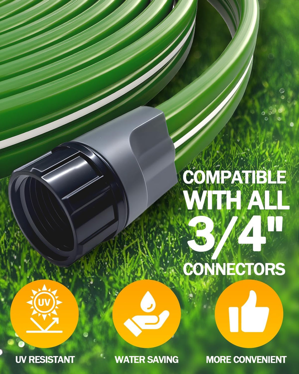 2 Pack 50FT Three-Tube Flat Sprinkler Hose with Holes with U-Shaped Stakes | Heavy Duty Soaker Hose for Garden, Dual