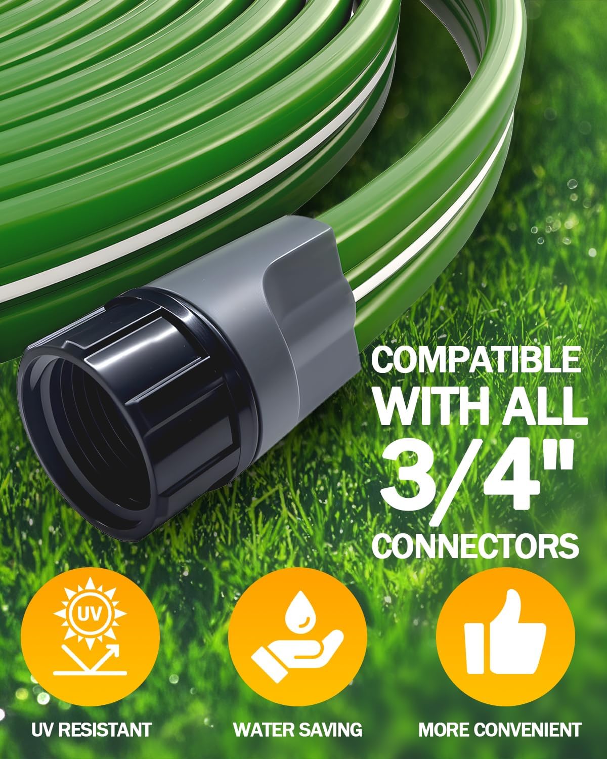 2 Pack 50FT Three-Tube Flat Sprinkler Hose with Holes with U-Shaped Stakes | Heavy Duty Soaker Hose for Garden, Dual