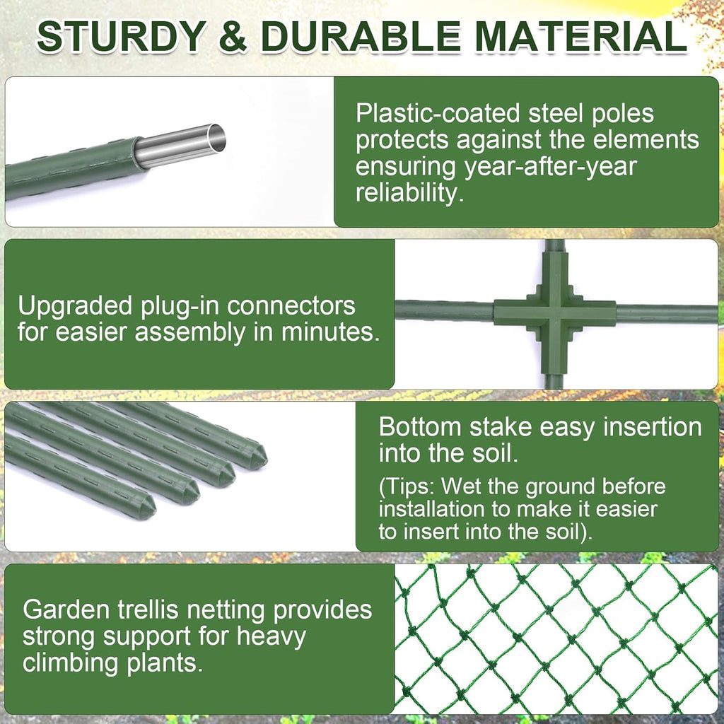 iGreely Cucumber Trellis for Raised Bed, U-Shape Garden Arch Metal Support for Climbing Plants, Metal Arch Vegetables