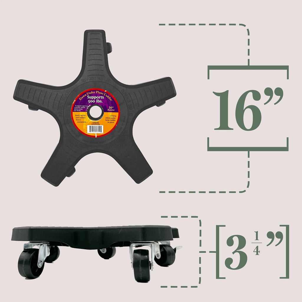 Bosmere 16" Plant Caddie - Heavy-Duty Rolling Plant Stand with Locking Wheels, 500 lb Capacity – Durable Plant Caddy