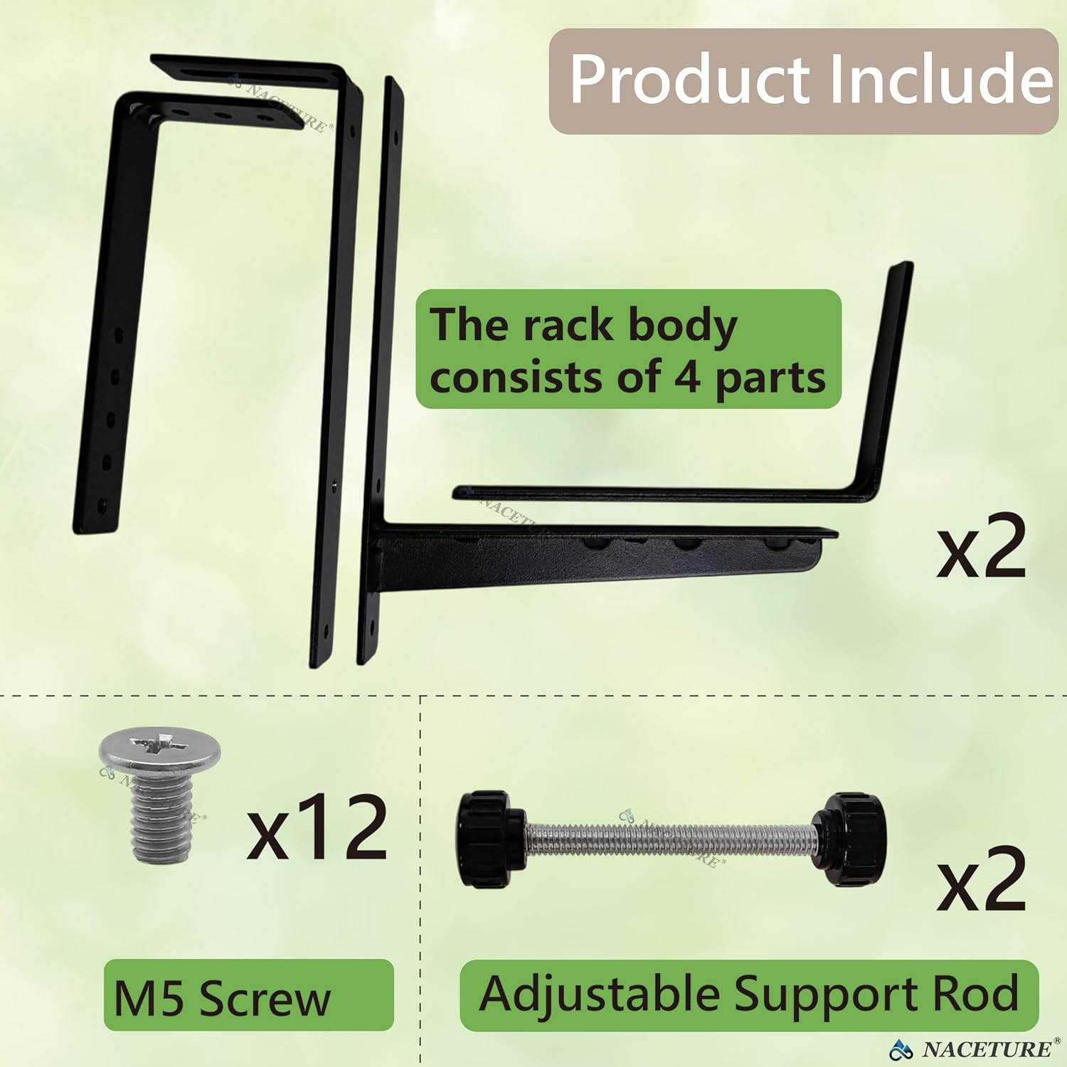 2 Pack Adjustable Window Box Brackets for Railing, Measure Before Ordering | Fits wall or railing widths 0–1.46"