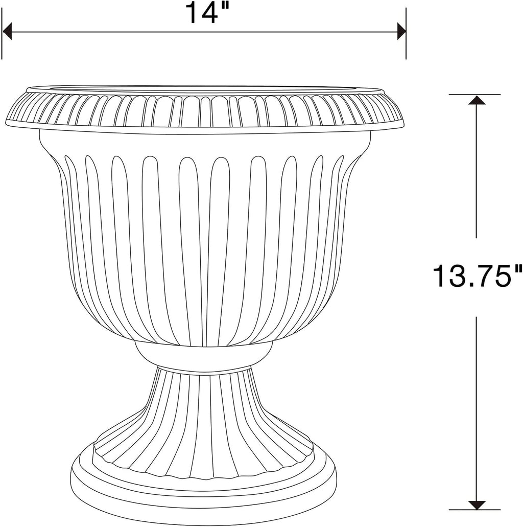 Southern Patio 2 Pack Utopian Urn Planter, Large 14 Inch Outdoor Pot, Lightweight Garden, Entryway, or Walkway