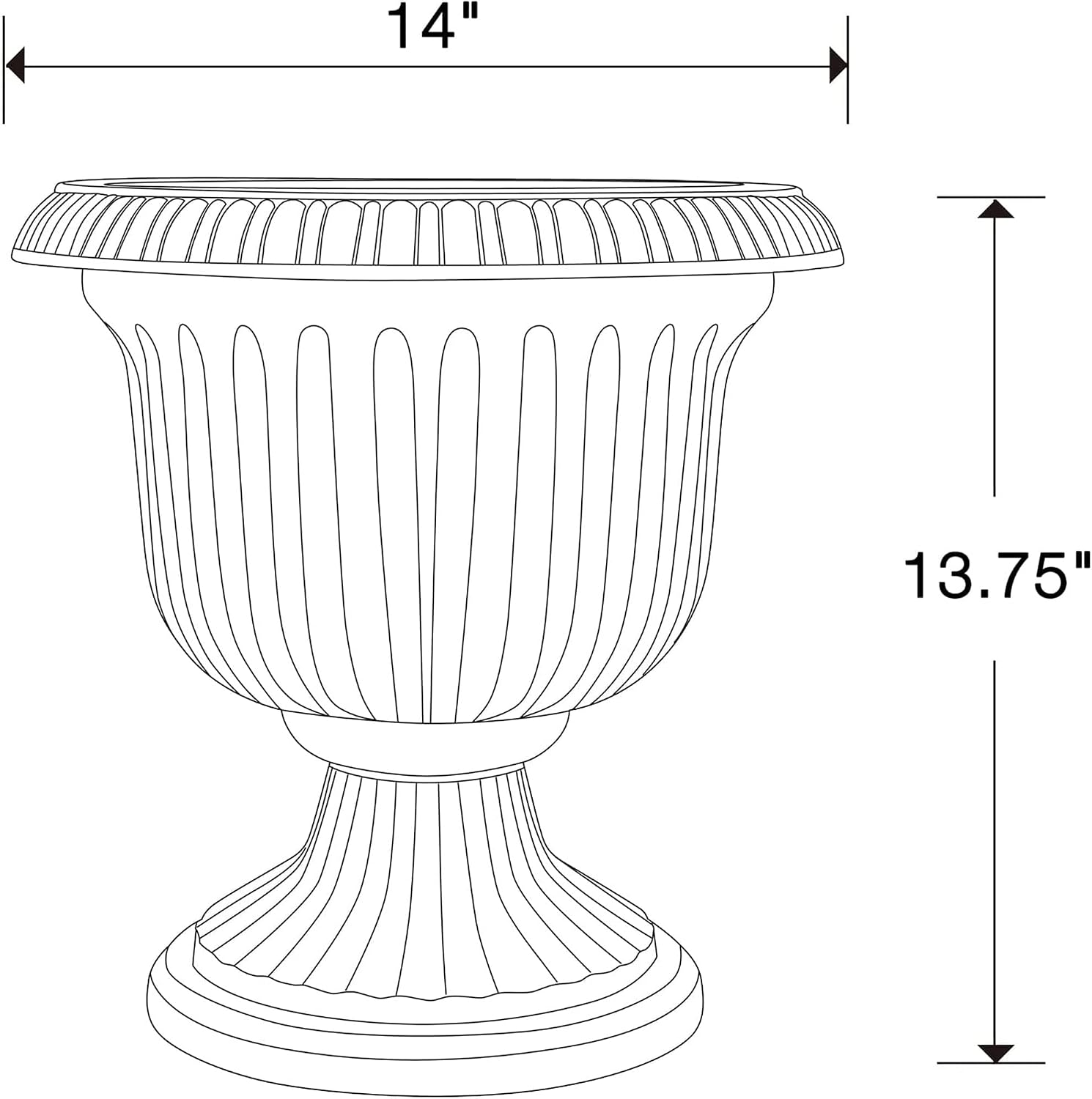 Southern Patio 2 Pack Utopian Urn Planter, Large 14 Inch Outdoor Pot, Lightweight Garden, Entryway, or Walkway