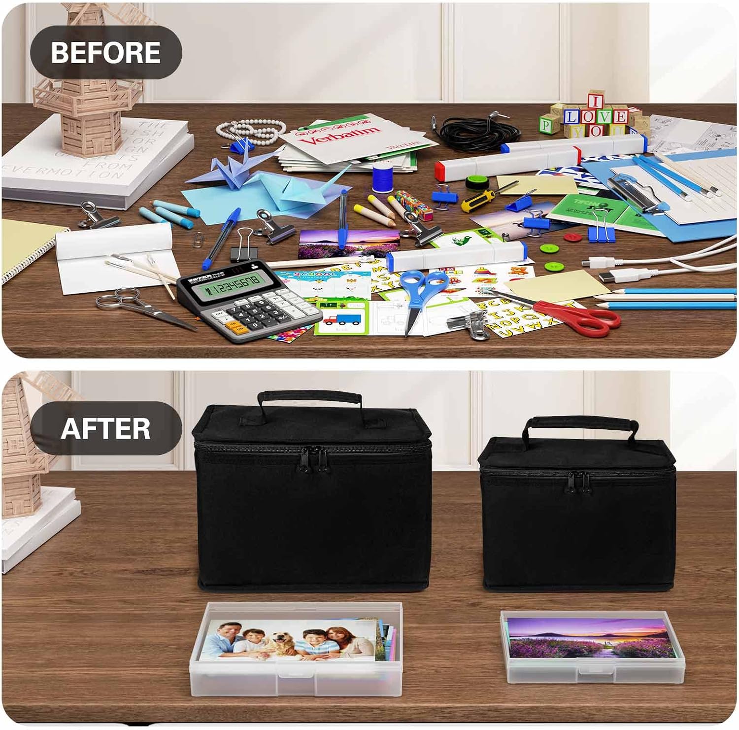 Barhon Photo Storage Boxes Set - 8 Pack 4x6 and 8 Pack 5x7, Photos Case Containers with Bag, Multi-Sized Seed Organizer