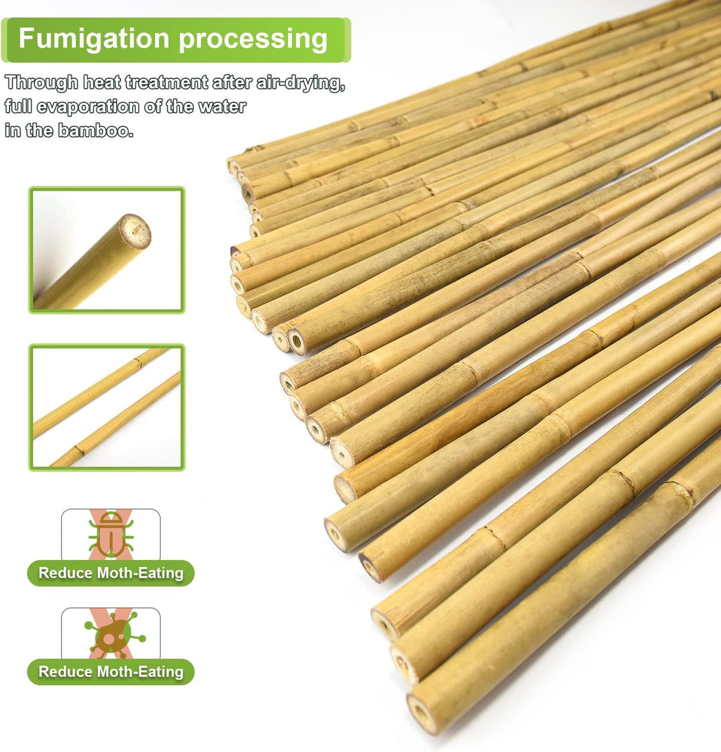 Jollybower 25pcs 1/2" D Thicker Heavy Duty Bamboo Stakes, 4FT Plant Stakes, Natural Garden Stakes for Tomato, Bean