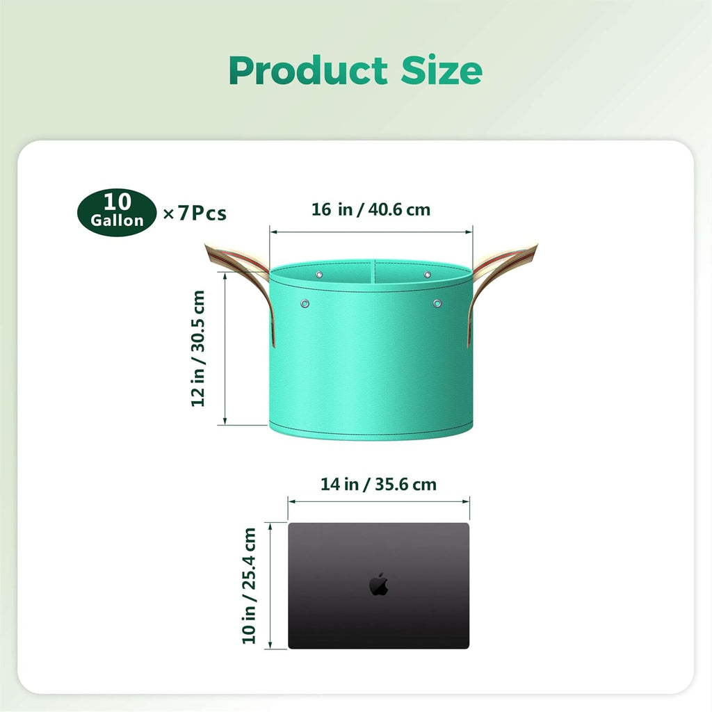 7 Pcs 10 Gallon Grow Bags, PE Garden Pots with Handle for Plants | Collapsible Gardening Supplies with Drainage Holes