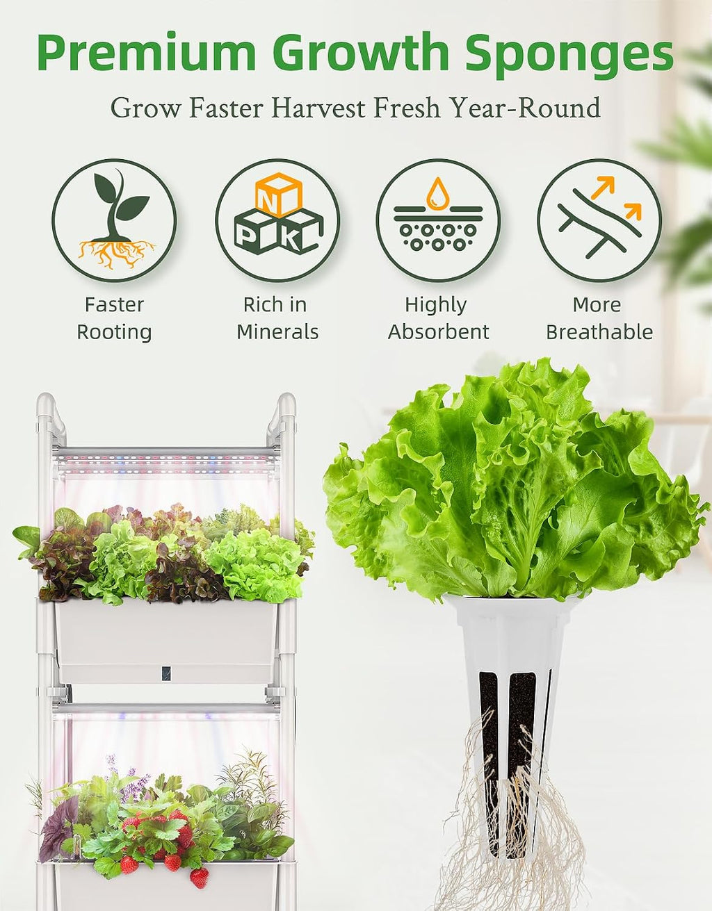 144pcs Seed Pod Kit: 50 Grow Sponges, 50 Pod Labels, 20 Grow Baskets, 20 Grow Domes, 4 A&B Plant Food，Grow Anything