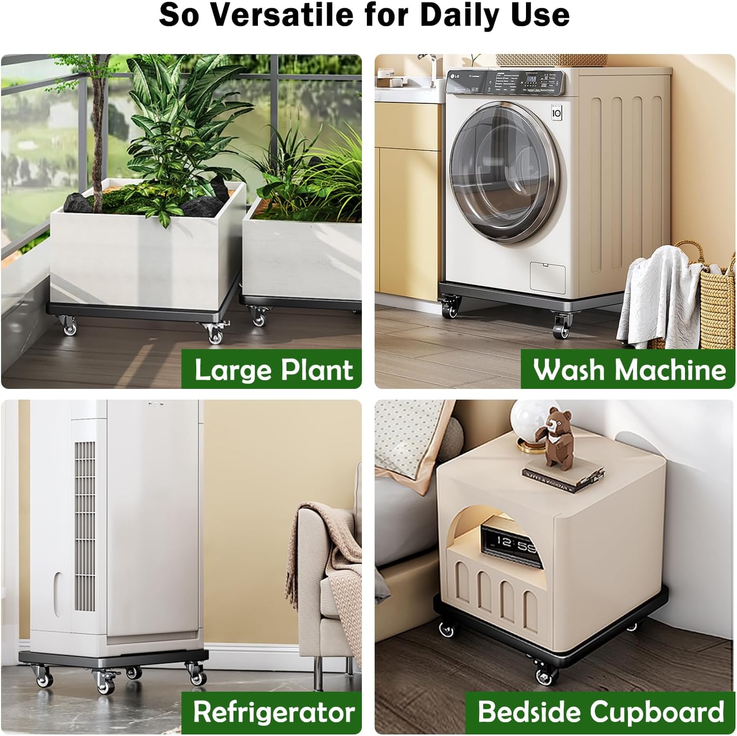 20" Square Plant Stand with Wheels Heavy Duty,Large Metal Plant Caddy Indoor Outdoor Use,Rolling Plant Dolly with