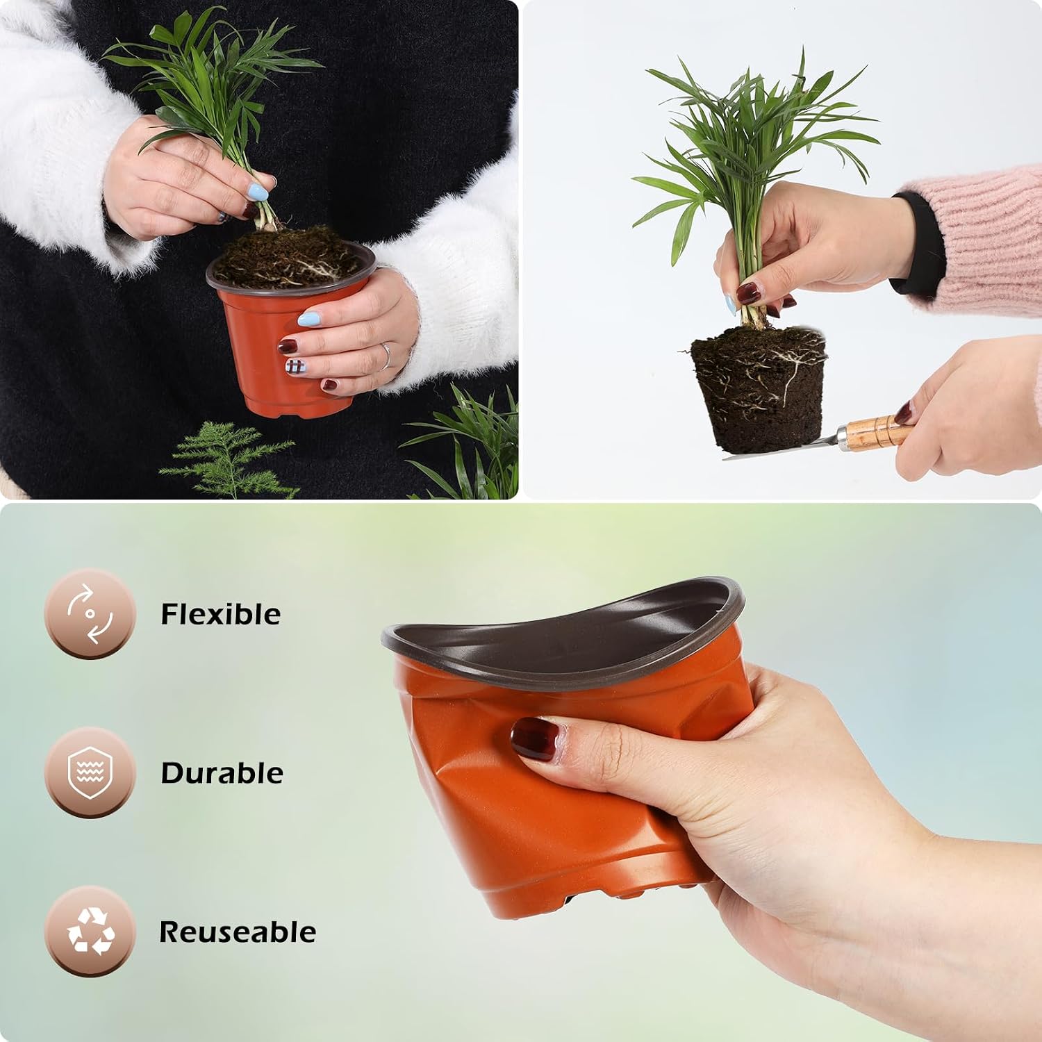 4 Inch 300 Pack Plastic Nursery Pots with Drainage Holes with 300pcs Labels | Garden Flower Pots,for Transplanting,for