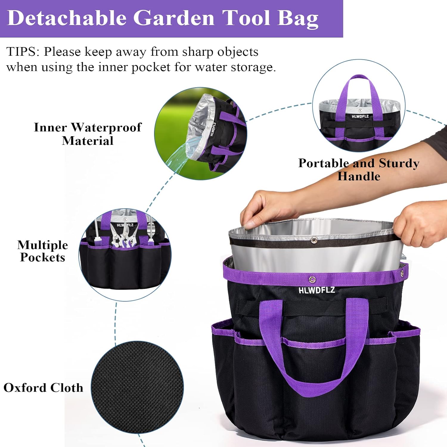 Purple Garden Tool Set Gardening Items for Women - 11PCS Heavy Duty Garden Tools with Detachable Storage Bag, Weeder
