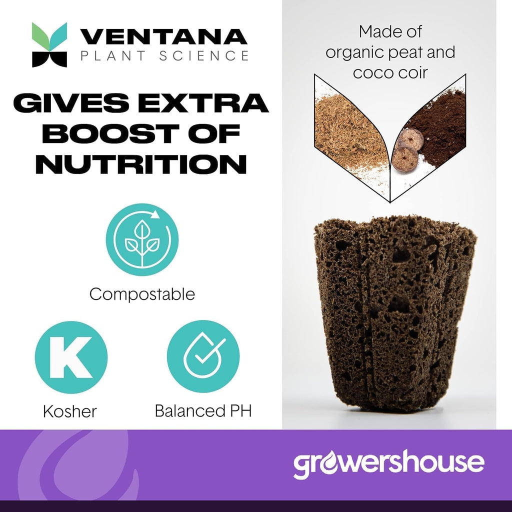 VPS OrganiPlug Hydroponic Seed Starter Plugs, 100 Pack, Rapid Root Planting Pods for Seedling, Clone, Cutting, Promotes