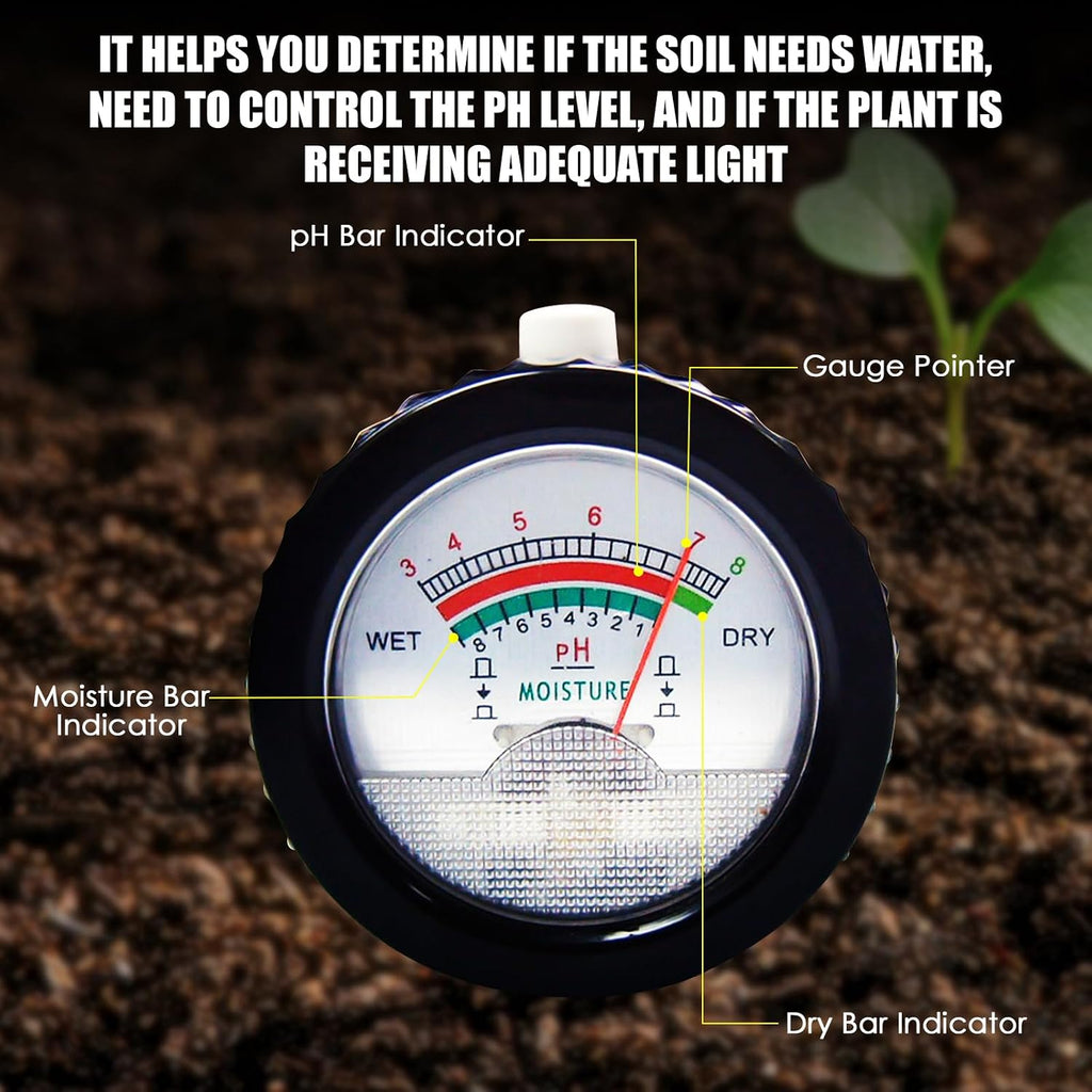 2-in-1 Soil PH Meter Digital Soil pH Moisture Sensor Meter | 295mm Long Electrode Ph Checker and Humidity Test