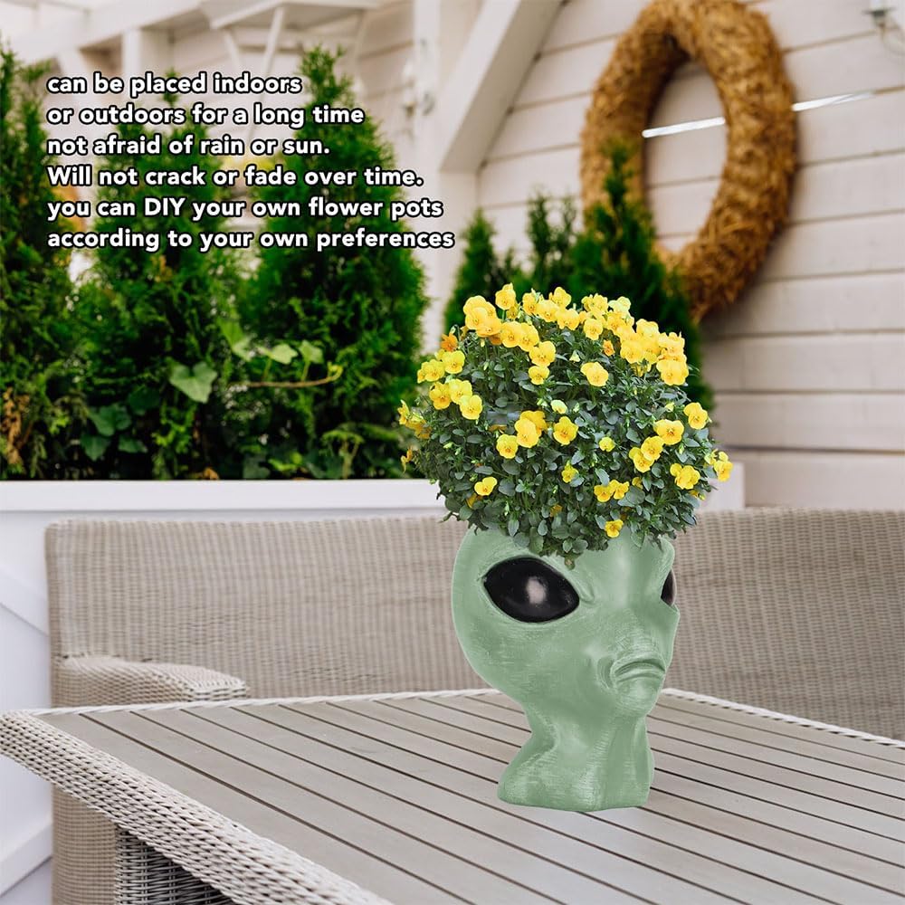 Alien Flower Pot Head Planter - Face Planter Pots Alien Head Planter Succulent Planter Ornament Fun Alien Planter for