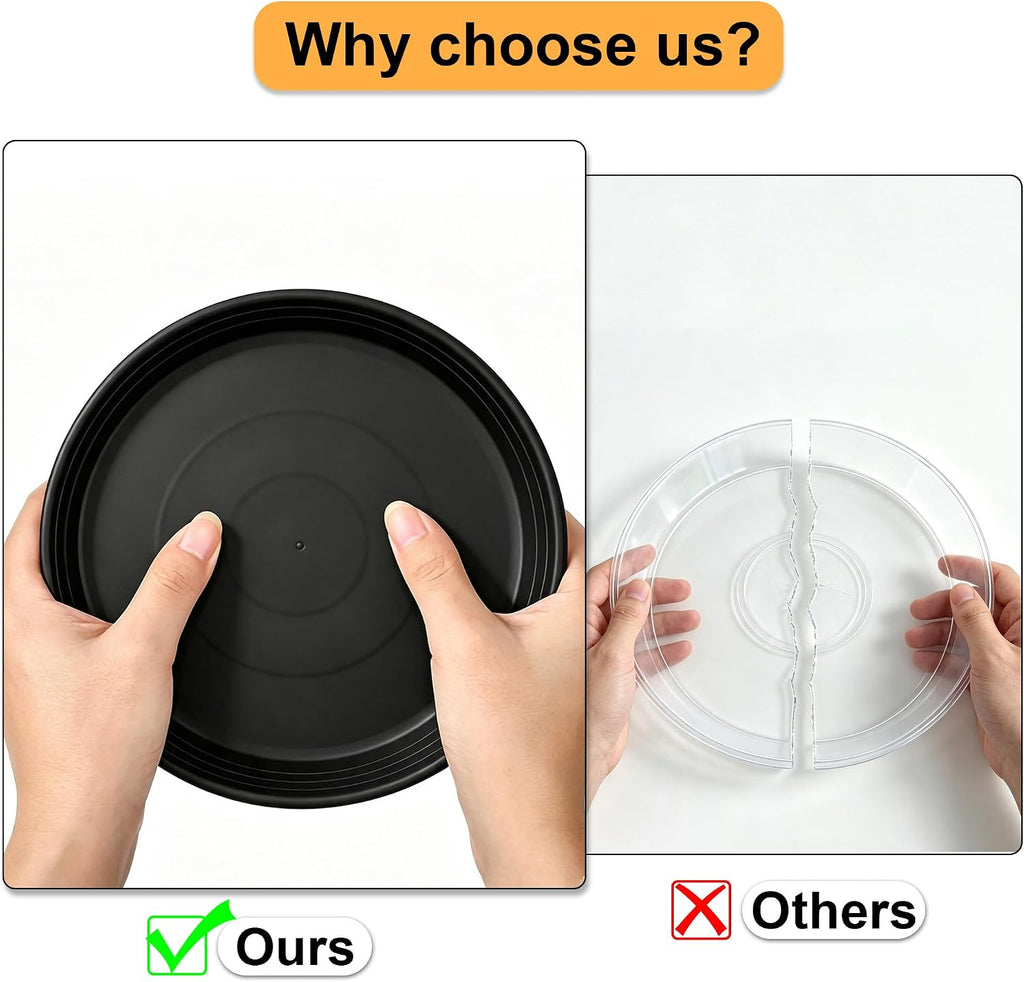 6 Pack 12 Inch Plant Saucers, Heavy Duty Plastic Plant Trays Drip Plates for Home & Garden Potted Plants, Water Trays