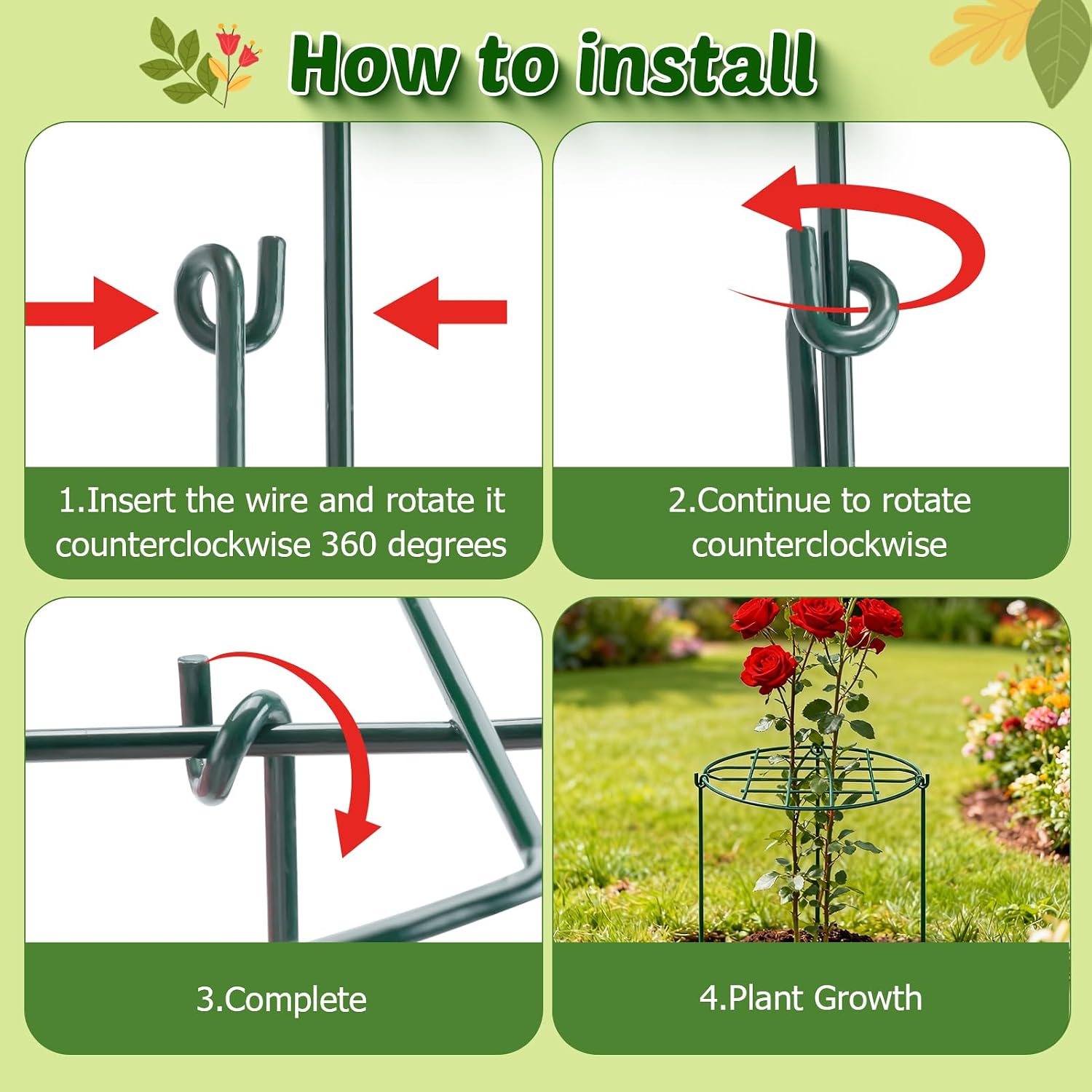 TTQ 8 Pack 12 x 15.7 inch Peony Cages and Supports,Metal Grow Through Plant Supports for Outdoor Plants,Flowers Support