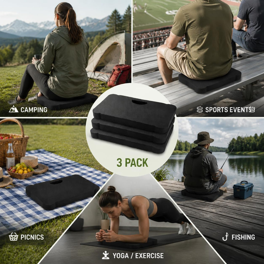ZENFUN 3 Pack Kneeling Mats, Waterproof Kneeling Pad, Black Heavy Duty Thick Foam Knee Cushion, High Density Premium