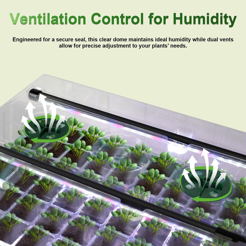 TONYFUL Seed Starter Tray with Grow Light, 120-Cell Seed Starter Kit with 4.07” Humidity Dome, Indoor Seedling Starter