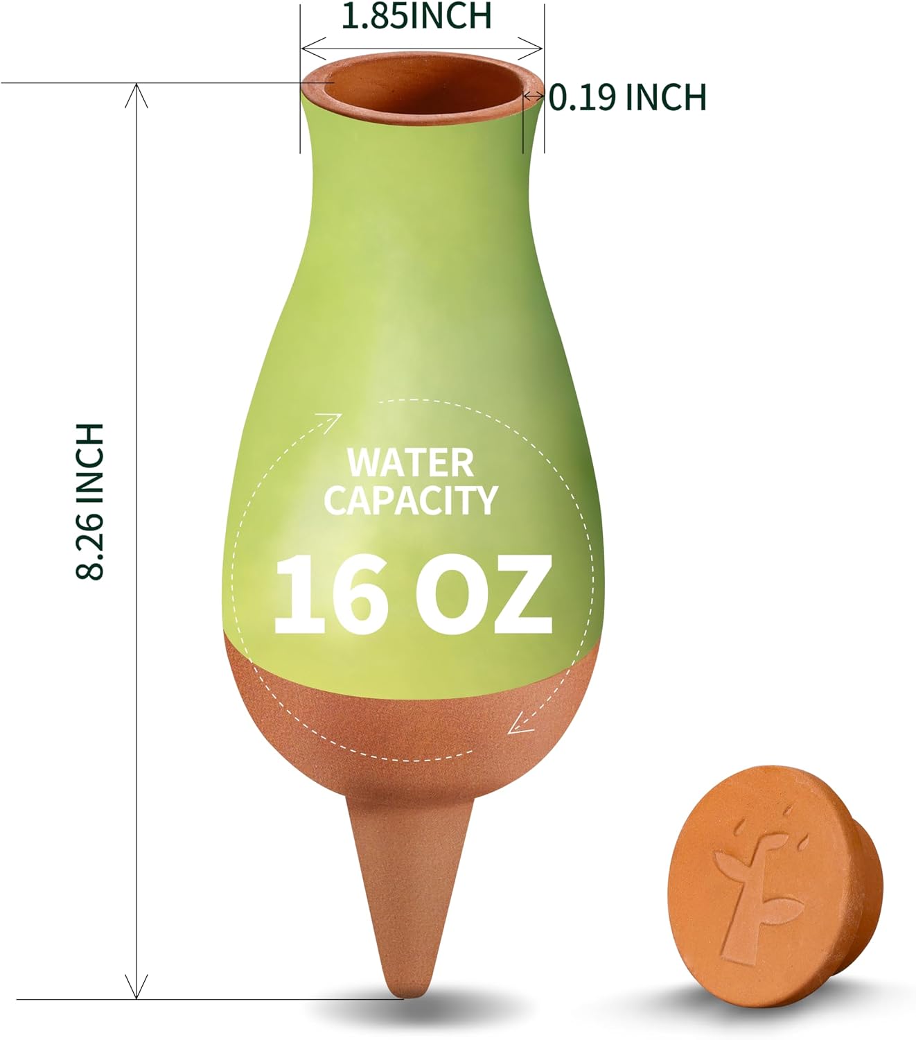 Soilagua 16 oz Drip Irrigation Stakes, Large Plant Watering Globes, Olla Pots Plant Watering Devices, Self Watering