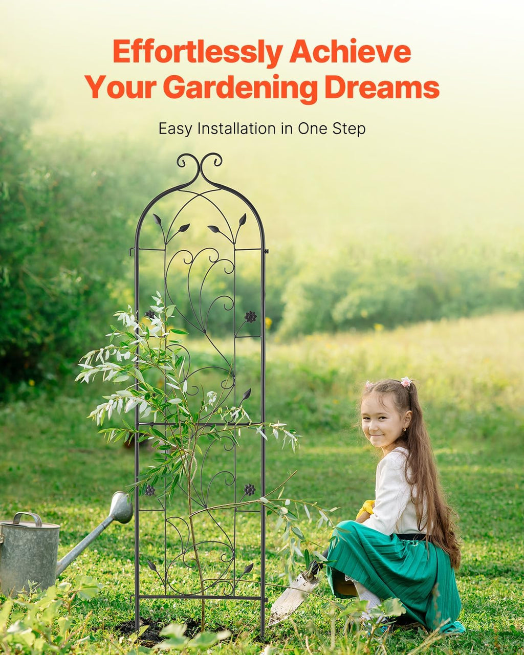 VEVOR 60 x 15 in, Rustproof Metal Garden Flower Trellis, Outdoor Climbing Rose & Cucumber Support, Decorative Tall