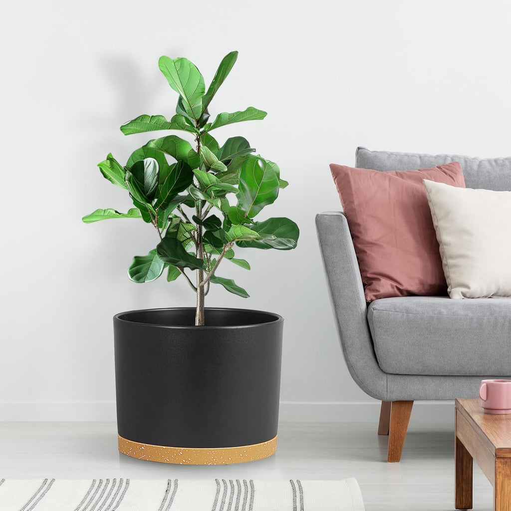 Large Plant Pots Set of 3 – 8", 9", 10" Indoor Flower Pots with Drainage Holes and Saucers, Big Planters for Monstera