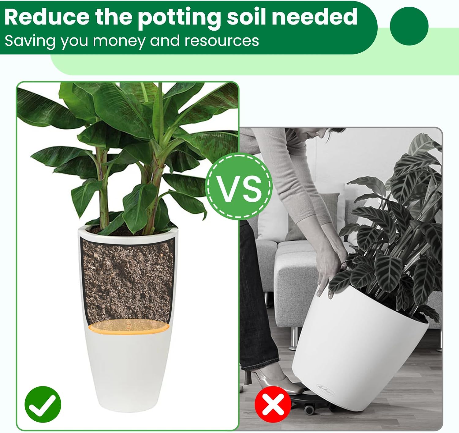 2-Pack Round Planter Insert - Plant Pot Insert, 18 inch | Use Less Potting Soil, Planter Accessories for Indoor &