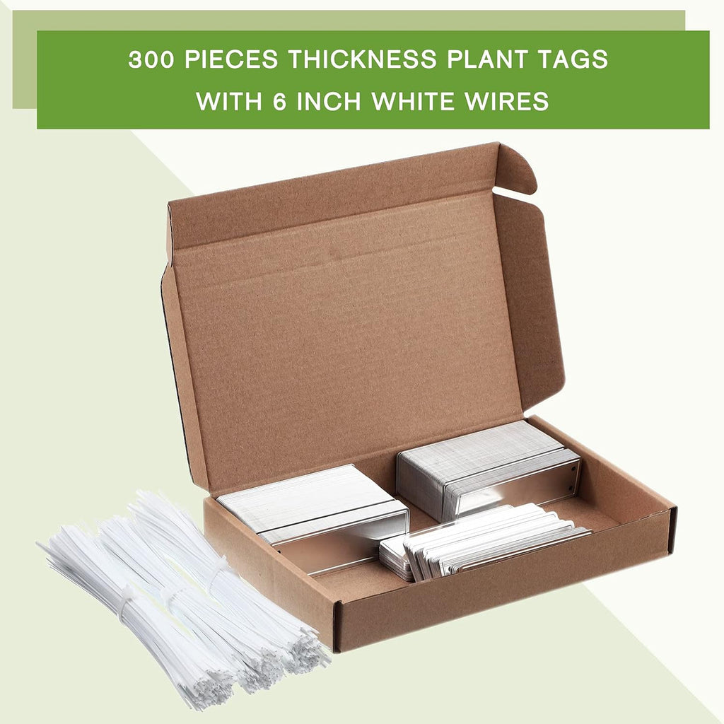 Hotop 300 Pieces Metal Plant Tags with Wires 1 x 3.25 Inches Double Sided Blank Metal Plant Labels Waterproof Aluminum