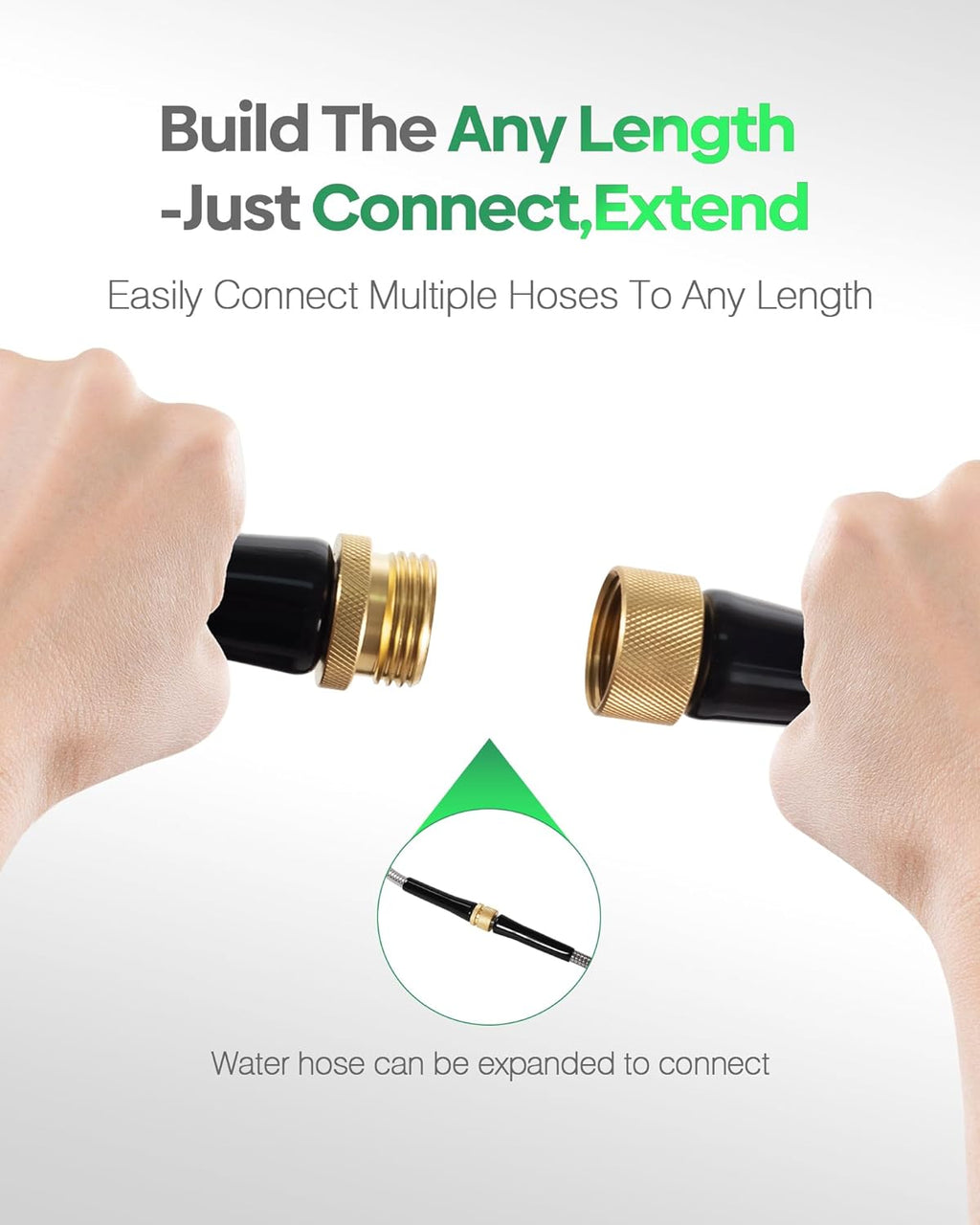 Non-Expandable Metal Garden Hose 30 Feet with Sprayer Nozzle, Flexible, No Kinking, Lightweight & Heavy Duty Water